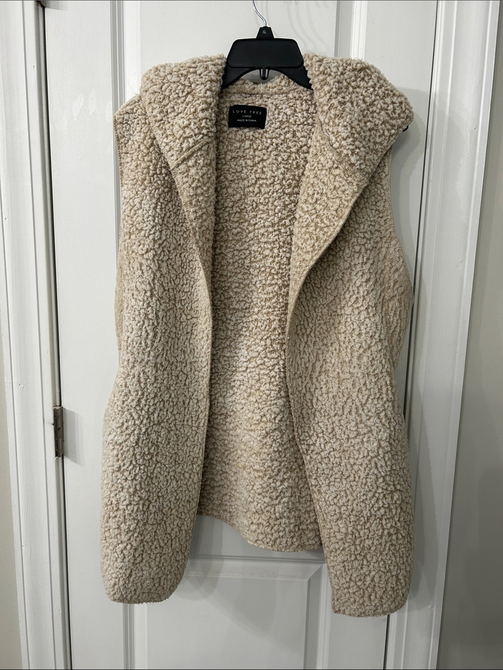 Love Tree Beige Sherpa Hooded Vest